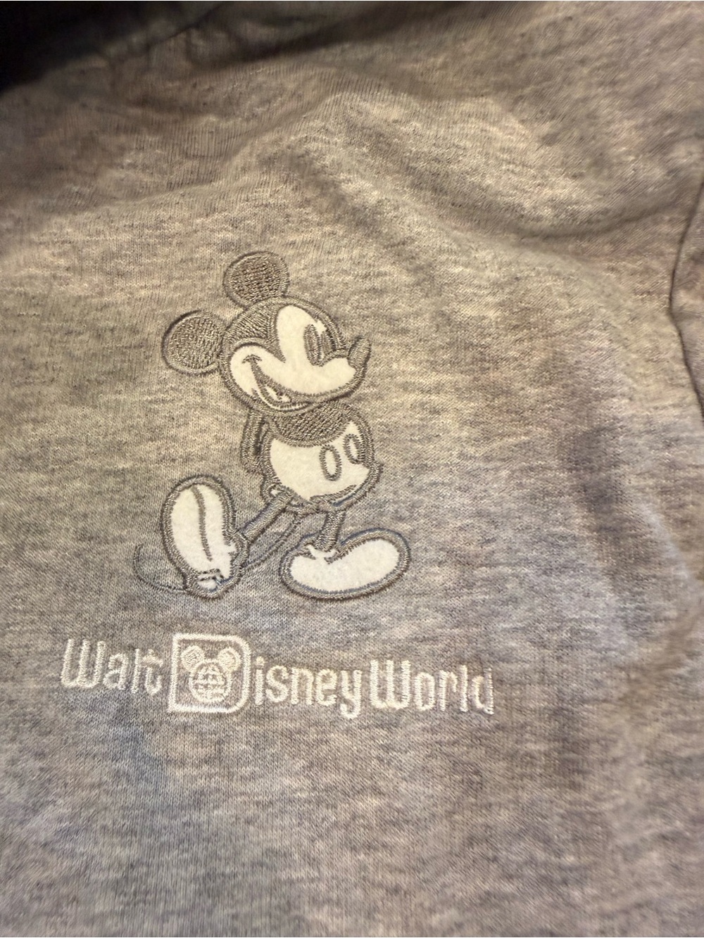 Disney Fleece Lined Light Gray Hooded Zip Sweatshirt with Mickey Graphic